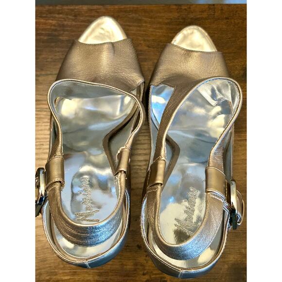 VTG 2008 Marciano Metallic Champagne/Rose Gold Size 8.5 Peep Toe Sling Back Heel - Picture 12 of 14